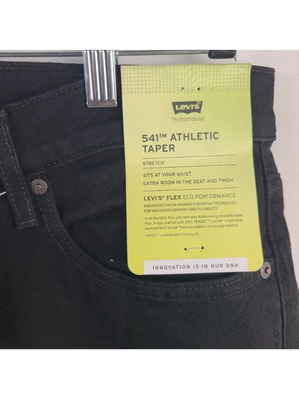 Levis 541 Athletic Taper Mens Stretch Jeans 38x32 Black Flex Eco Performance